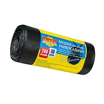 Мешки для мусора 240 л, черные, в рулоне 10 шт., ПНД 40 мкм, 1250х1000 мм, Крепак, 4607075710153 в Красногорске