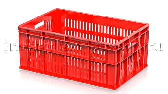 Ящик для молока, мяса, овощей и фруктов большая перфорация дно сплошное красный в Красногорске