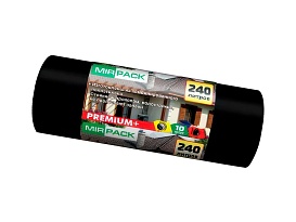 Мешки для мусора 240 л, ароматизированные, черные, в рулоне 10 шт., ПВД 45 мкм, 1300х930 мм, PREMIUM+, 24010830 в Красногорске