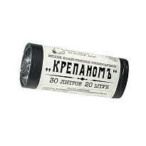 Мешки для мусора 30 л, черные, в рулоне 20 шт., ПНД, 7 мкм, 560х440 мм, Крепаномъ, 4607075710580 в Красногорске