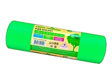 Мешки для мусора 240 л, ароматизированные, биоразлагаемые, зеленые, в рулоне 10 шт., ПВД 40 мкм, 1500х1100 мм, PURE ECOLOGY, bio24010120