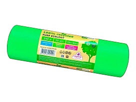 Мешки для мусора 240 л, ароматизированные, биоразлагаемые, зеленые, в рулоне 10 шт., ПВД 40 мкм, 1500х1100 мм, PURE ECOLOGY, bio24010120 в Красногорске