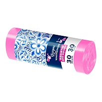 Мешки для мусора 30 л, розовые, в рулоне 30 шт., ПНД, 8 мкм, 560х480 мм, Узоры Чистоты, МУ3605 (ММЭ-30роз) в Красногорске