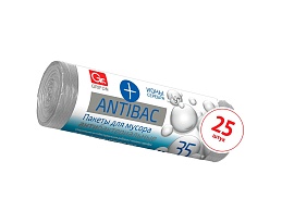 Мешки для мусора 35 л, серые, в рулоне 25 шт., ПНД, 9 мкм, 560х530 мм, GRIFON ANTIBAC, 101-128 в Красногорске