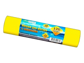 Мешки для мусора 120 л, с завязками, желтые, в рулоне 10 шт., ПНД, 15 мкм, 800х750 мм, VIP, Z12010yel в Красногорске Мешки для мусора 120 л, с завязками, желтые, в рулоне 10 шт., ПНД, 15 мкм, 800х750 мм, VIP, Z12010yel в Красногорске