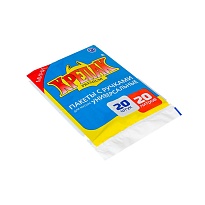 Мешки для мусора 20 л, с ручками, черные, в пачке 20 шт., ПНД, 10 мкм, 550х440 мм, Крепак, 4607075710085 в Красногорске