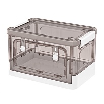 Ящик пластиковый складной прозрачный коричневый, дно белое, 360х235х230 мм, с колесиками в Красногорске