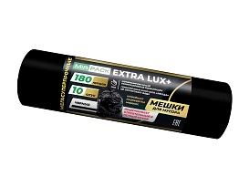 Мешки для мусора 180 л, черные, в рулоне 10 шт., ПВД, 60 мкм, 1100х930 мм, EXTRA LUX+, 1801098 в Красногорске