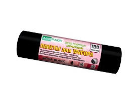 Мешки для мусора 180 л, ароматизированные, черные, в рулоне 10 шт., ПВД, 50 мкм, 1100х930 мм, EXTRA black, 18008301 в Красногорске