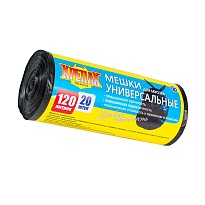 Мешки для мусора 120 л, черные, в рулоне 20 шт., ПНД, 15 мкм, 1100х700 мм, Крепак, 4607075710207 в Красногорске
