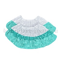 Бахилы бело-бирюзовые 1000 шт (500 пар), 48 мкм, двойная подошва, с одной резинкой, Эконом+ в Красногорске