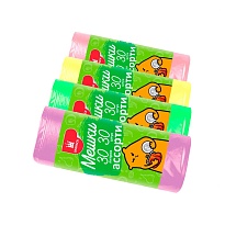 Мешки для мусора 30 л, ассорти, в рулоне 30 шт., ПНД, 5 мкм, 560х480 мм, Эконом, МЭ8716 в Красногорске Мешки для мусора 30 л, ассорти, в рулоне 30 шт., ПНД, 5 мкм, 560х480 мм, Эконом, МЭ8716 в Красногорске