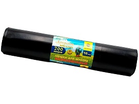 Мешки для мусора 200 л, ароматизированные, черные, в рулоне 10 шт., ПВД, 100 мкм, 1200х800 мм, Добрыня, Dob20010black в Красногорске