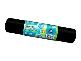 Мешки для мусора 240 л, черные, в рулоне 10 шт., ПВД 80 мкм, 1300х930 мм, EXPORT, exp 24010167 в Красногорске