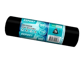 Мешки для мусора 160 л, ароматизированные, черные, в рулоне 10 шт., ПВД, 80 мкм, 1100х930 мм, EXPORT, exp16010142 в Красногорске