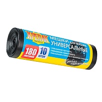 Мешки для мусора 180 л, черные, в рулоне 10 шт., ПНД, 20 мкм, 1150х800 мм, Крепак, 4607075710481 в Красногорске