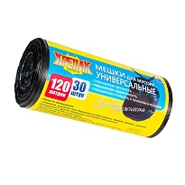 Мешки для мусора 120 л, черные, в рулоне 30 шт., ПНД, 15 мкм, 1100х700 мм, Крепак, 4607075710122 в Красногорске