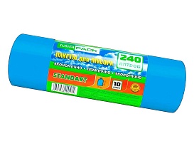 Мешки для мусора 240 л, ароматизированные, синие, в рулоне 10 шт., ПВД 30 мкм, 1300х930 мм, STANDART, 24010661 в Красногорске Мешки для мусора 240 л, ароматизированные, синие, в рулоне 10 шт., ПВД 30 мкм, 1300х930 мм, STANDART, 24010661 в Красногорске