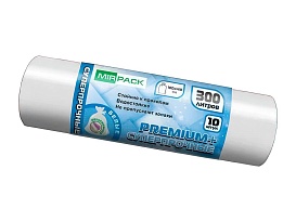 Мешки для мусора 300 л, белые, в рулоне 10 шт., ПВД 70 мкм, 1400х1000 мм, PREMIUM+, 300101602 в Красногорске
