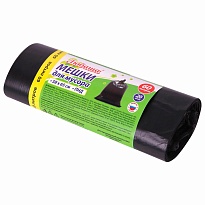 ММешки для мусора 60 л, черные, в рулоне 20 шт., ПНД, 8 мкм, 650х580 мм, Любаша, 608092 в Красногорске