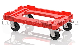 Тележка пластиковая с отверстием 2 колеса с тормозом усиленная красная в Красногорске