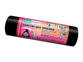 Мешки для мусора 160 л, ароматизированные, черные, в рулоне 10 шт., ПВД, 35 мкм, 1100х930 мм, PREMIUM+, 16010530 в Красногорске Мешки для мусора 160 л, ароматизированные, черные, в рулоне 10 шт., ПВД, 35 мкм, 1100х930 мм, PREMIUM+, 16010530 в Красногорске
